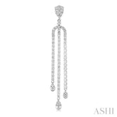 2 ctw Lovebright Pear Shape Round Cut Diamond Dangle Earrings in 14K White Gold